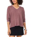 Vince Camuto Women's Cozy V-neck Tipped 3/4-sleeve Sweater In Pink
