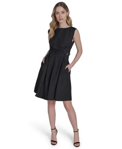 Vince Camuto Women's Crepe Sleeveless Fit & Flare Dress In Black