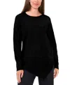Vince Camuto Womens Asymmetric Knit Crewneck Sweater In Rich Black