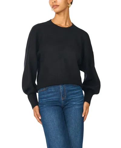Vince Camuto Women's Crewneck Blouson-sleeve Sweater In Black