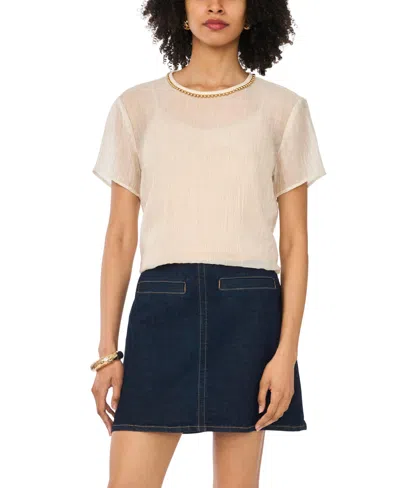 Vince Camuto Women's Crewneck Dropped Shoulder Basic T-shirt In Neutral