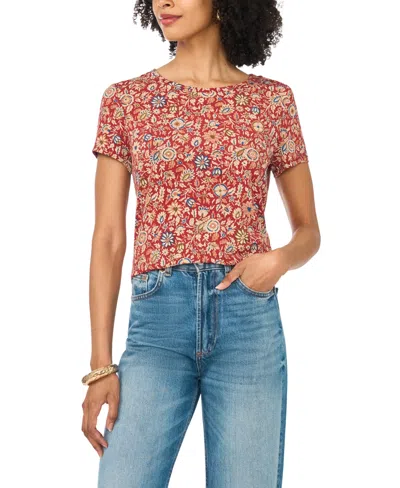 Vince Camuto Women's Crewneck Keyhole Back T-shirt In Red