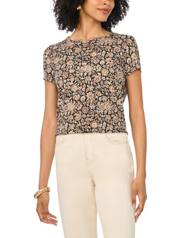 Vince Camuto Women's Crewneck Keyhole Back T-shirt In Black