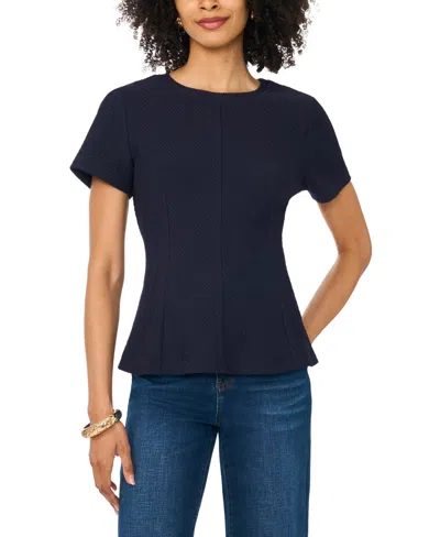 Vince Camuto Fitted Crewneck Peplum Tee In Blue
