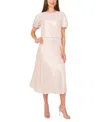 Vince Camuto Womens Crewneck Puff Sleeve Top Bias Cut A Line Midi Skirt In Birch