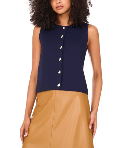 VINCE CAMUTO WOMEN'S CREWNECK SLEEVELESS BUTTON SWEATER