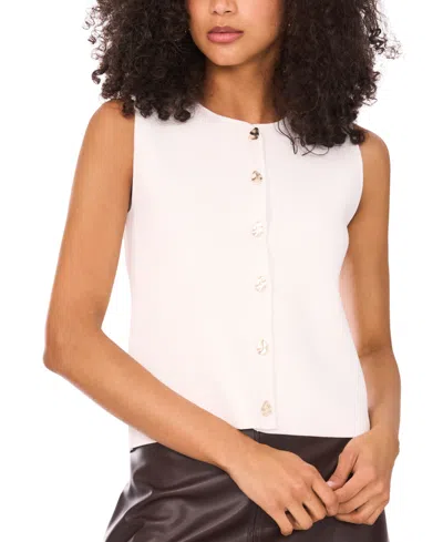 VINCE CAMUTO WOMEN'S CREWNECK SLEEVELESS BUTTON SWEATER