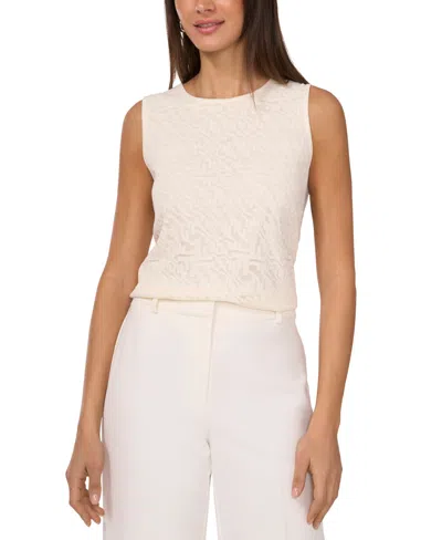Vince Camuto Women's Crewneck Sleeveless Lace Top In New Ivory