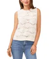 Vince Camuto Open Stitch Sleeveless Cotton Blend Sweater In New Ivory