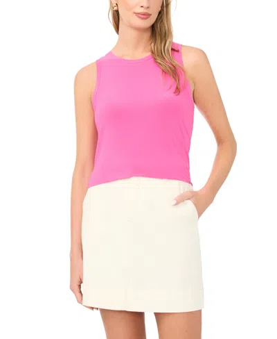 Vince Camuto Women's Crewneck Split Back Keyhole Tank Top In Pink