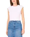 Vince Camuto Open Knit Trim Cap Sleeve T-shirt In Ultra White