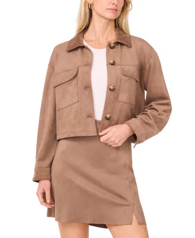 Vince Camuto Women's Cropped Faux-suede Jacket In Brown
