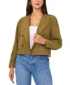 Vince Camuto Convertible Double Breasted Crinkle Twill Jacket In Burnt Olive