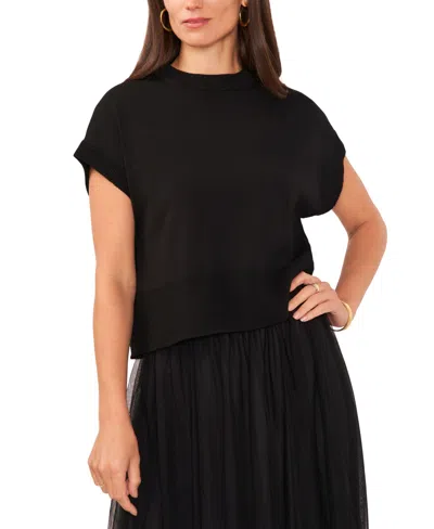 Vince Camuto Women's Drop-shoulder Short-sleeve Sweater In Black