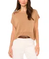 Vince Camuto Women's Drop-shoulder Short-sleeve Sweater In Pecan Brown