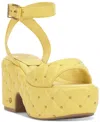 Vince Camuto Ellah Ankle Strap Platform Sandal In Lemoncello Leather