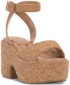 Vince Camuto Ellah Ankle Strap Platform Sandal In Natural Cork