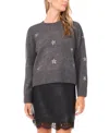 Vince Camuto Sequin Star Detail Crewneck Sweater In Gray