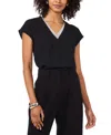 Vince Camuto Confetti Ready Womens Rhinestone Polyester Blouse In Rich Black