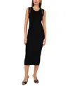 Vince Camuto Lace Shoulder Sleeveless Midi Dress In Rich Black
