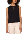 Vince Camuto Lattice Inset Keyhole Back Sleeveless Top In Rich Black