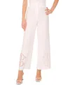 Vince Camuto Lattice Inset High Waist Wide Leg Pants In Ultra White