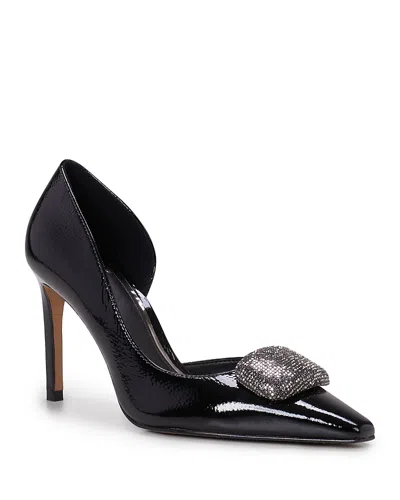 Vince Camuto Women's Emelia Pointed Toe Pave Embellished High Heel Dress Pumps In Black