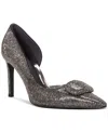 Vince Camuto Women's Emelia Pointed Toe Pave Embellished High Heel Dress Pumps In Anthracite Rhinestone