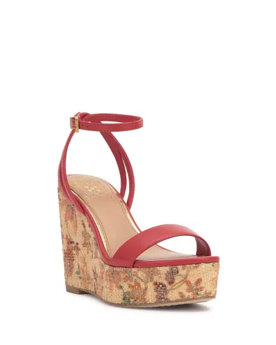 Vince Camuto Emrey Platform Wedge Sandal In Red