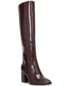 Vince Camuto Womens Zipper Man Made Knee-high Boots In Dark Mahogany Leather