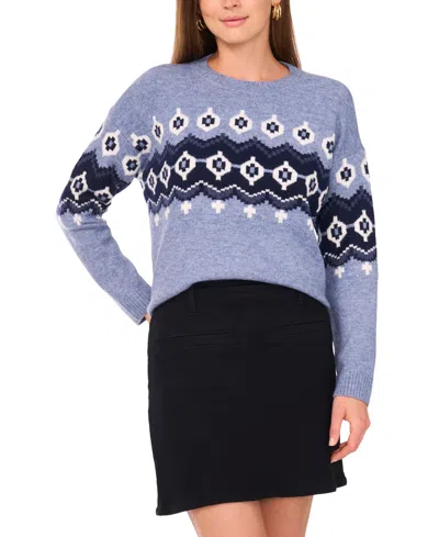 Vince Camuto Women's Fair Isle Crew Neck Sweater In Purple