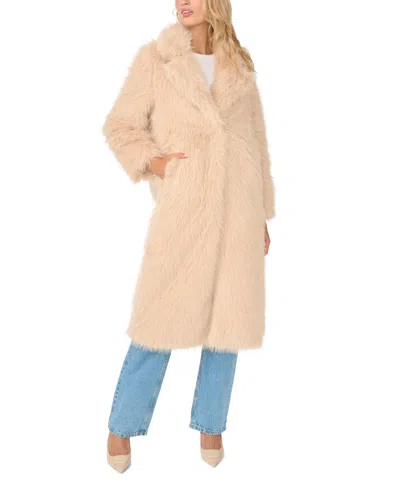Vince Camuto Women's Faux Fur Long Notch Collar Jacket In Neutral