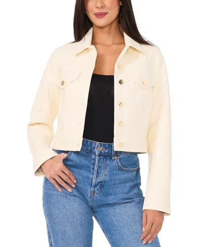 Vince Camuto Women's Faux-leather Cropped Jacket In New Ivory