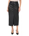 Vince Camuto Women's Faux-leather Front-slit Midi Skirt In Rich Black
