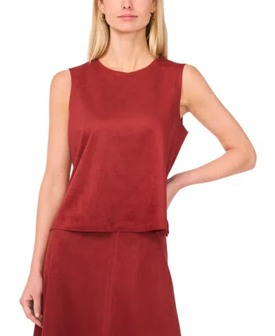 Vince Camuto Women's Sleeveless Faux-suede Top In Red