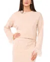 Vince Camuto Women's Feather-cuff Crewneck Sweater In Rose Water