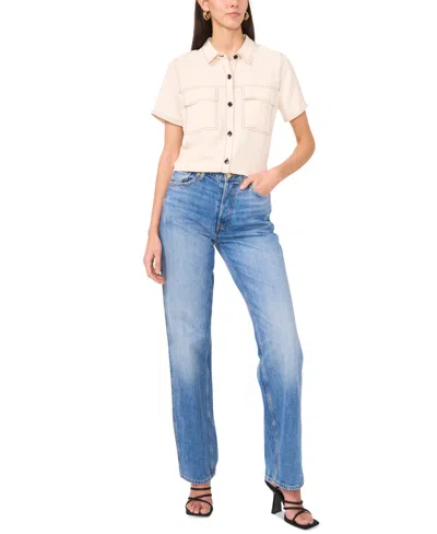 Vince Camuto Women's Flap-pocket Short-sleeve Top In Neutral
