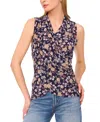 Vince Camuto Floral Crossover Wrap Front Tank In Blue