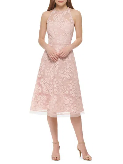 Vince Camuto Women's Floral Lace Fit & Flare Midi Dress In Blush