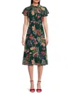 Vince Camuto Women's Floral Midi Dress In Hunter