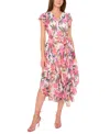 Vince Camuto Floral Belted Midi Dress