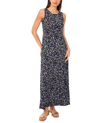 VINCE CAMUTO WOMEN'S FLORAL SLEEVELESS KEYHOLE-BACK CREWNECK MAXI DRESS