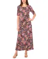 Vince Camuto Women's Floral Print Crew Neck Dress In Multi