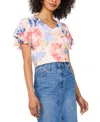 Vince Camuto Floral Tulip Sleeve Top In Ultra White