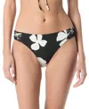 Vince Camuto Women's Floral-print Macrame-trim Bikini Bottoms In Black