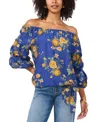 Vince Camuto Floral Off The Shoulder Bubble Sleeve Top In Riviera Sa