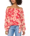 Vince Camuto Floral Off The Shoulder Tie Hem Top In Cayenne
