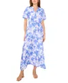 Vince Camuto Women's Floral-print Puff-sleeve Maxi Dress In Blue