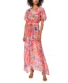 Vince Camuto Floral Handkerchief Hem Maxi Dress In Cayenne