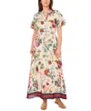 Vince Camuto Floral Puff Sleeve A-line Maxi Dress In Multi